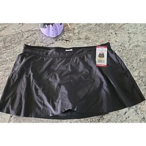 Anne‎ Cole Women's XL Black UPF 50 Banded Side Rounded Slit Skirted Swim Skirt